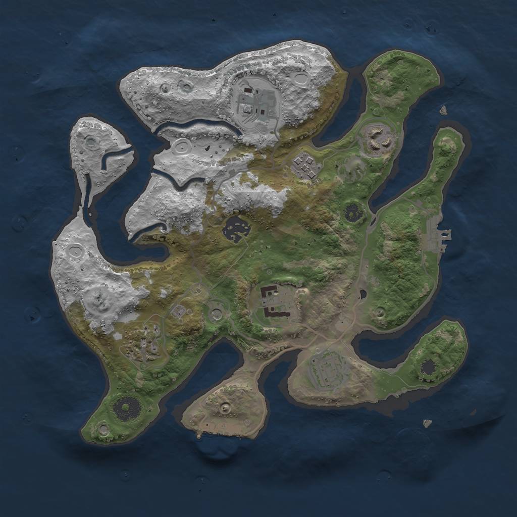 Rust Map: Procedural Map, Size: 3000, Seed: 1436518442, 18 Monuments