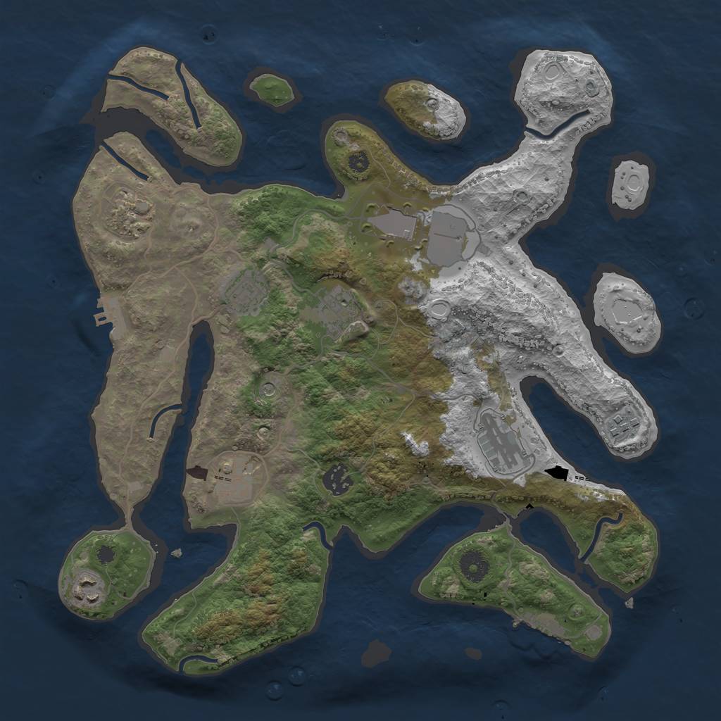 Rust Map: Procedural Map, Size: 3600, Seed: 1751073246, 20 Monuments