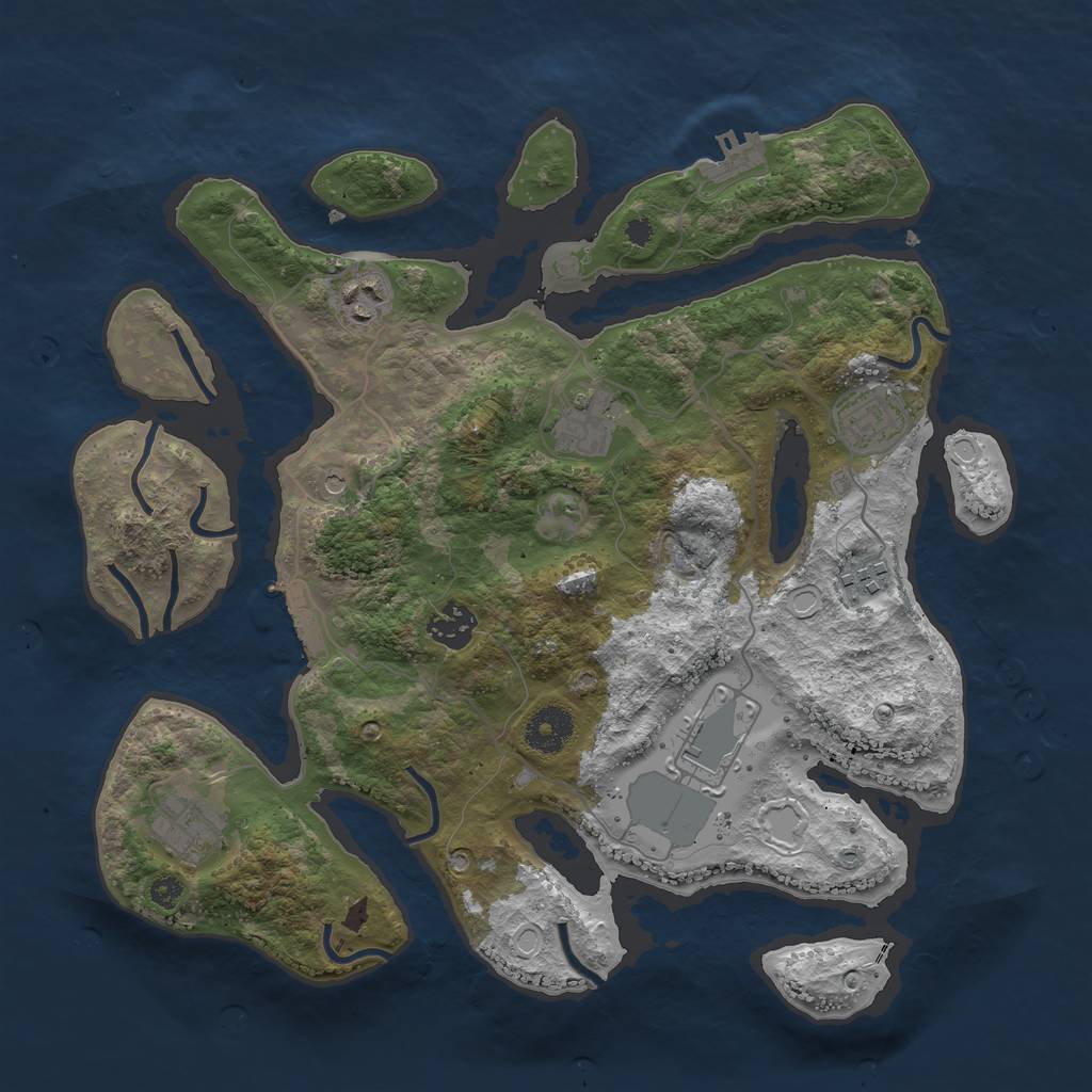 Rust Map: Procedural Map, Size: 3500, Seed: 642873, 18 Monuments
