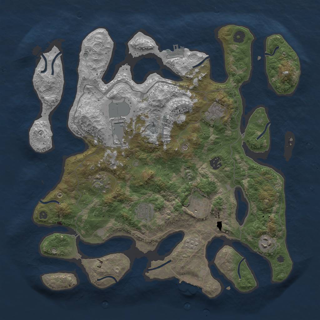 Rust Map: Procedural Map, Size: 4000, Seed: 155415, 19 Monuments