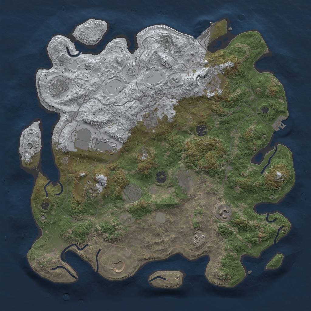 Rust Map: Procedural Map, Size: 4000, Seed: 459128852, 20 Monuments