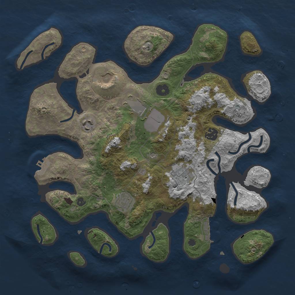 Rust Map: Procedural Map, Size: 3500, Seed: 27193539, 17 Monuments