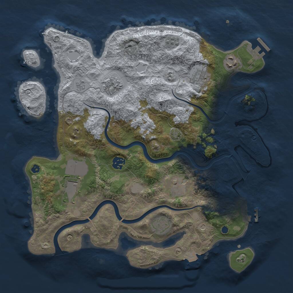 Rust Map: Procedural Map, Size: 3500, Seed: 559673491, 14 Monuments