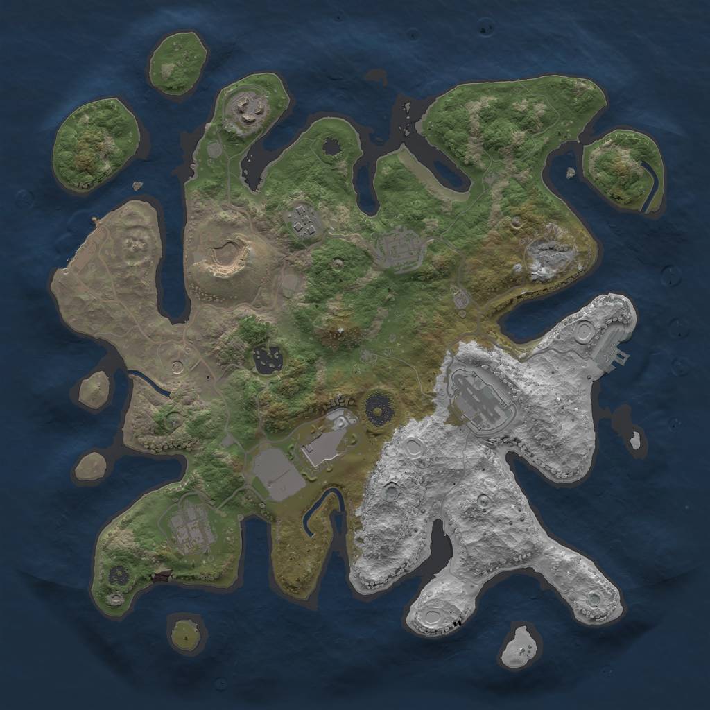 Rust Map: Procedural Map, Size: 3500, Seed: 560181, 19 Monuments