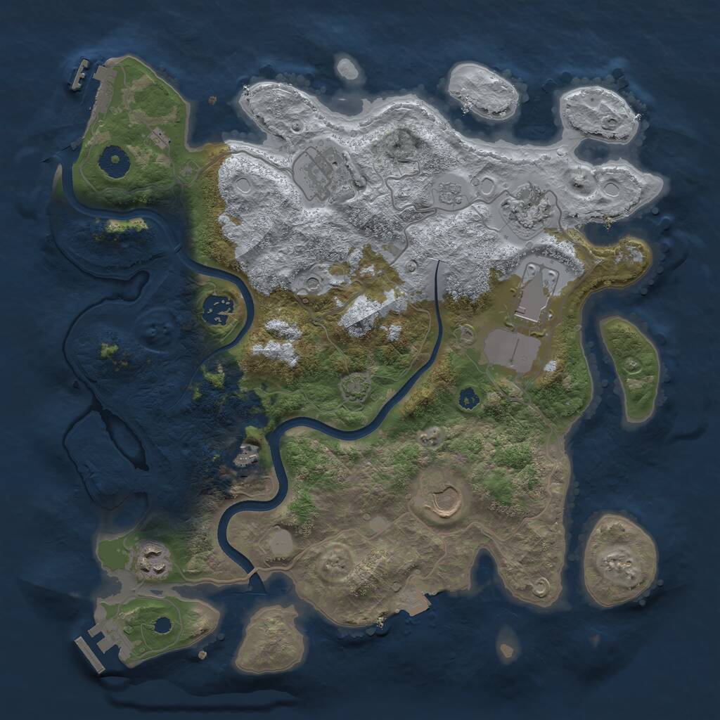 Rust Map: Procedural Map, Size: 3500, Seed: 1399166776, 13 Monuments