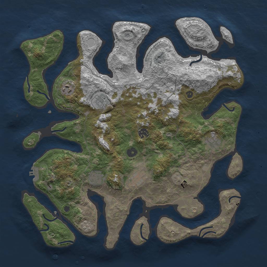 Rust Map: Procedural Map, Size: 4000, Seed: 429264646, 17 Monuments