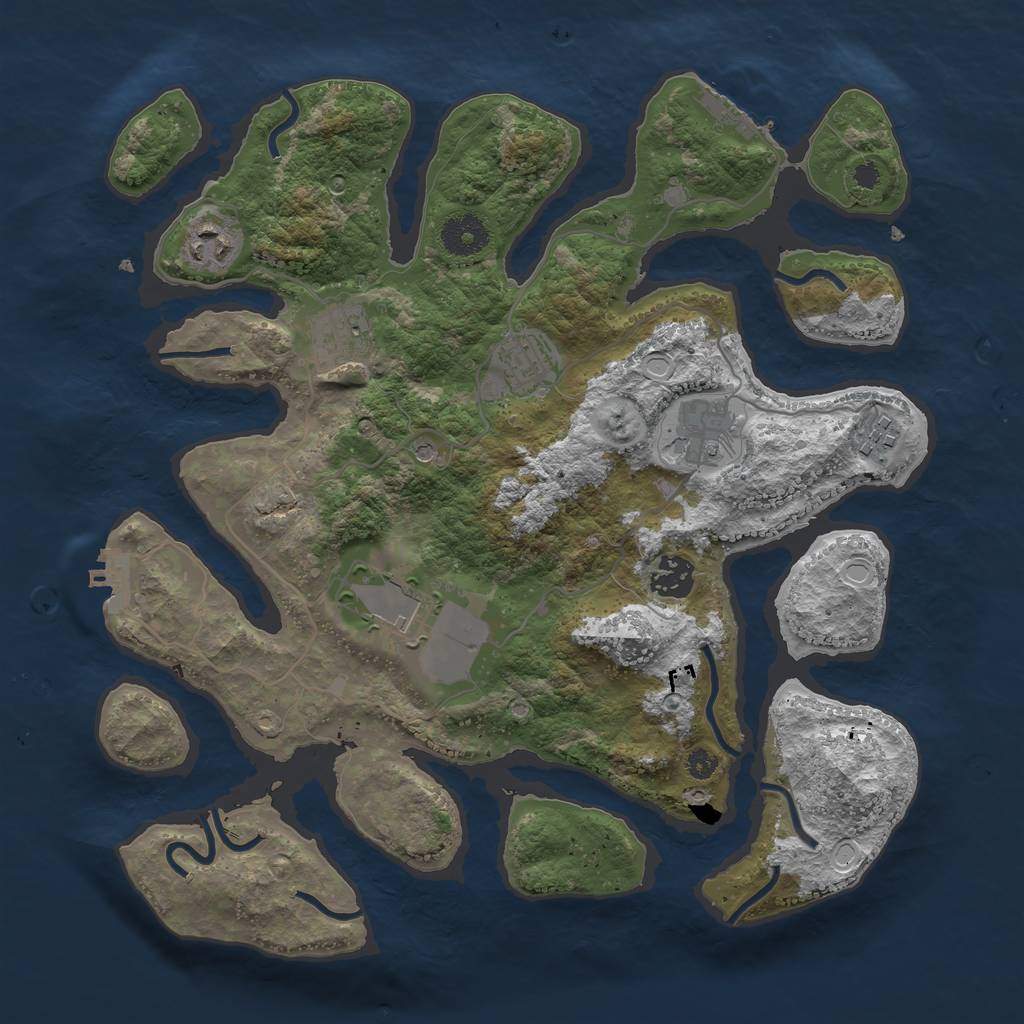 Rust Map: Procedural Map, Size: 3500, Seed: 2136332518, 18 Monuments