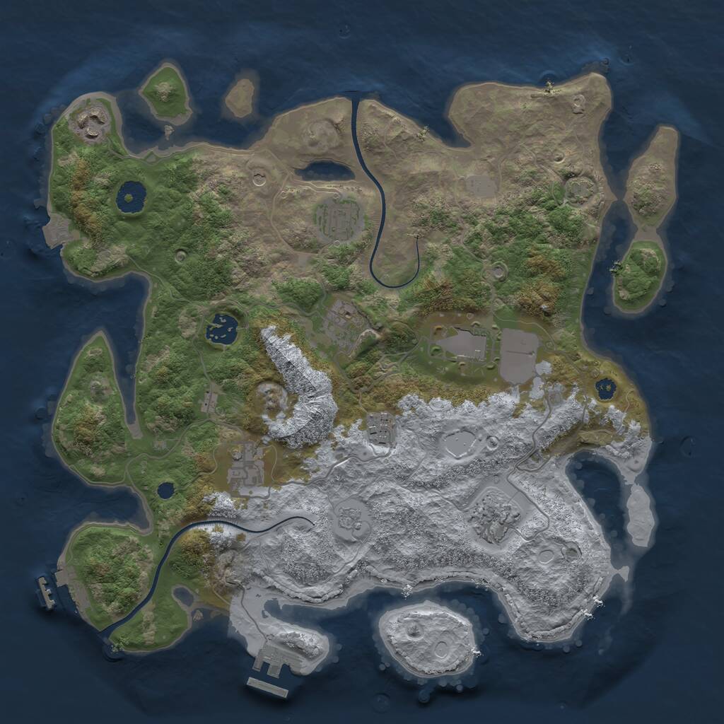 Rust Map: Procedural Map, Size: 3500, Seed: 2930, 14 Monuments