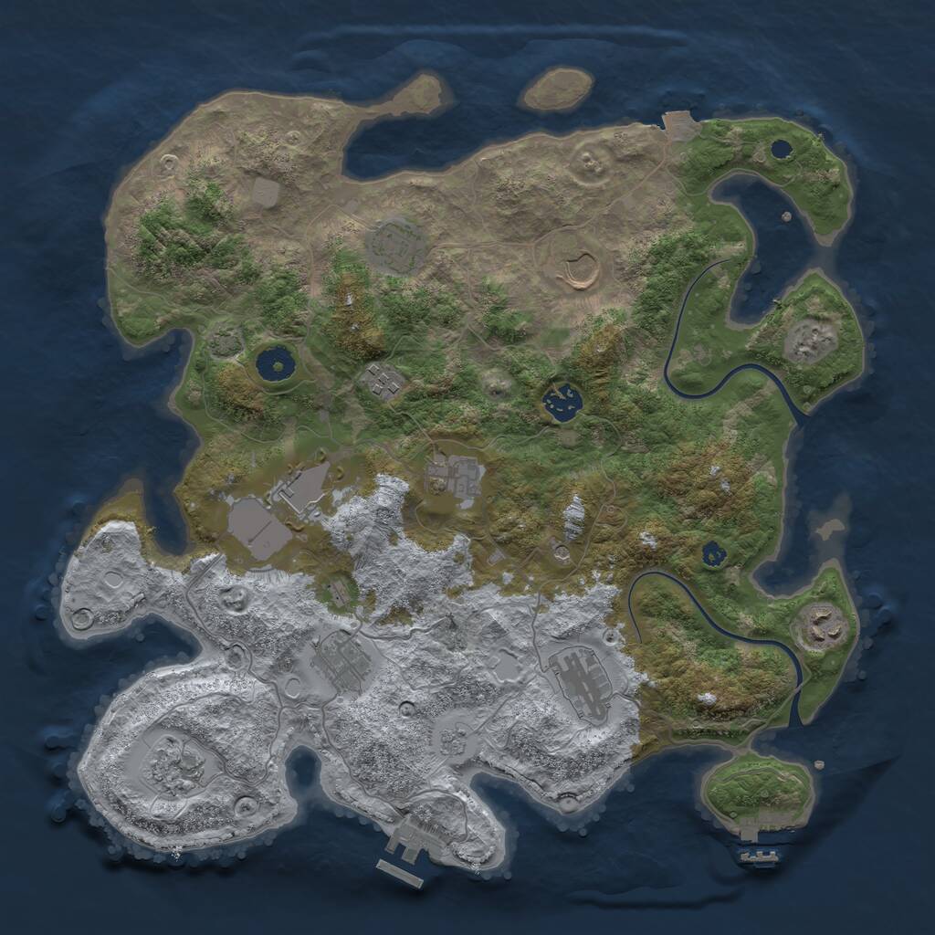 Rust Map: Procedural Map, Size: 3850, Seed: 1908611441, 16 Monuments