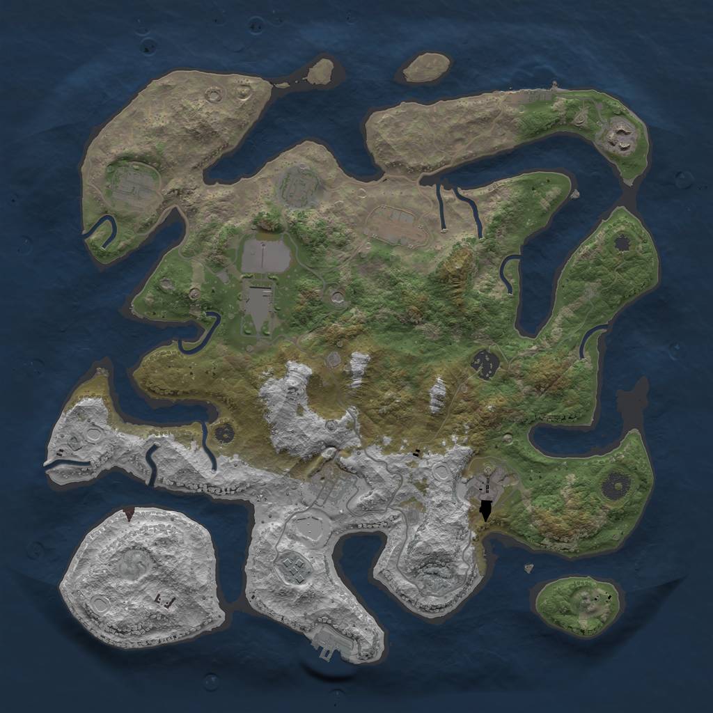 Rust Map: Procedural Map, Size: 3850, Seed: 1908611441, 20 Monuments