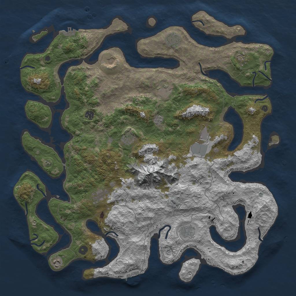 Rust Map: Procedural Map, Size: 5000, Seed: 34832, 22 Monuments