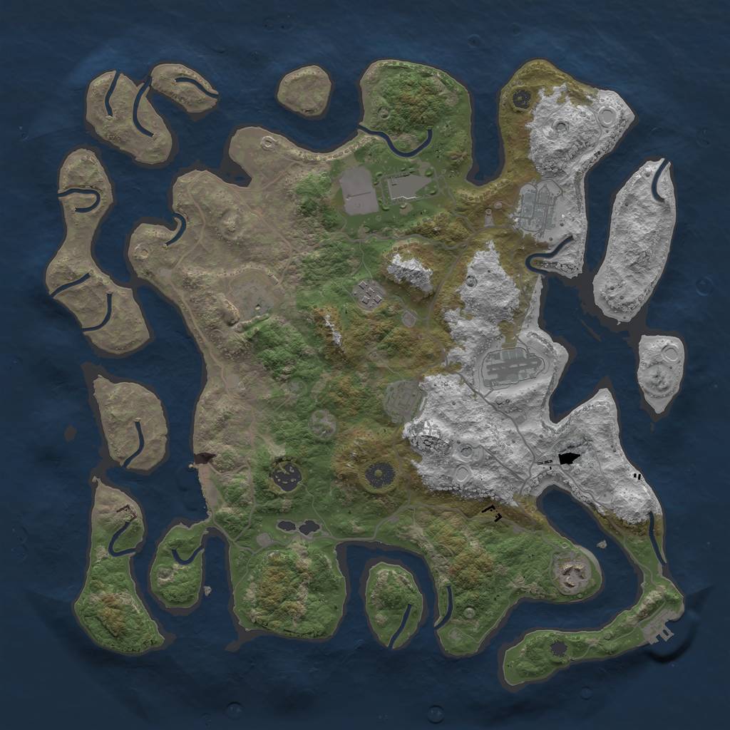 Rust Map: Procedural Map, Size: 4000, Seed: 112421483, 19 Monuments