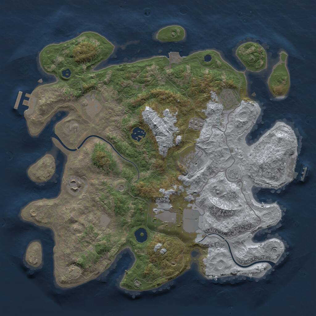 Rust Map: Procedural Map, Size: 3500, Seed: 8891126, 13 Monuments