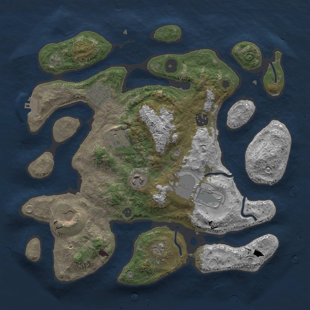 Rust Map: Procedural Map, Size: 3500, Seed: 8891126, 17 Monuments