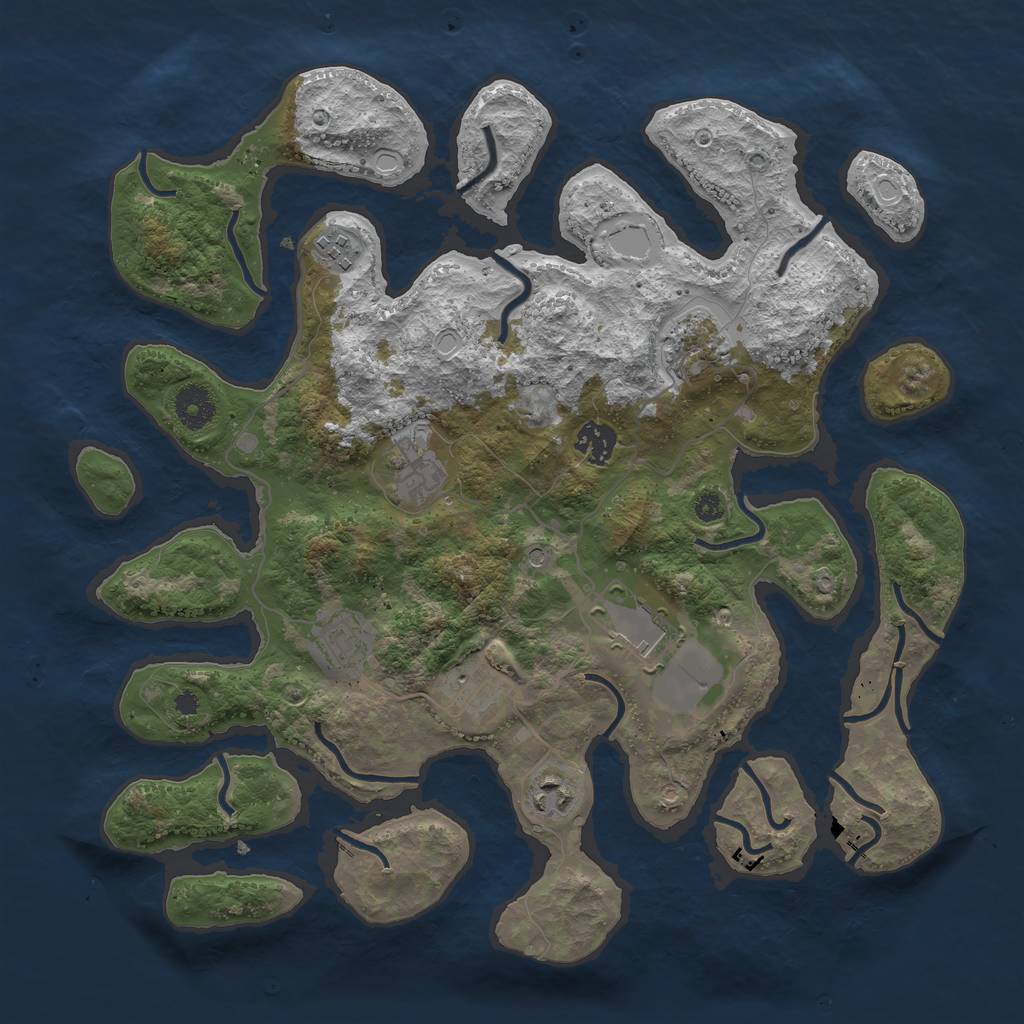 Rust Map: Procedural Map, Size: 3700, Seed: 12022999, 17 Monuments