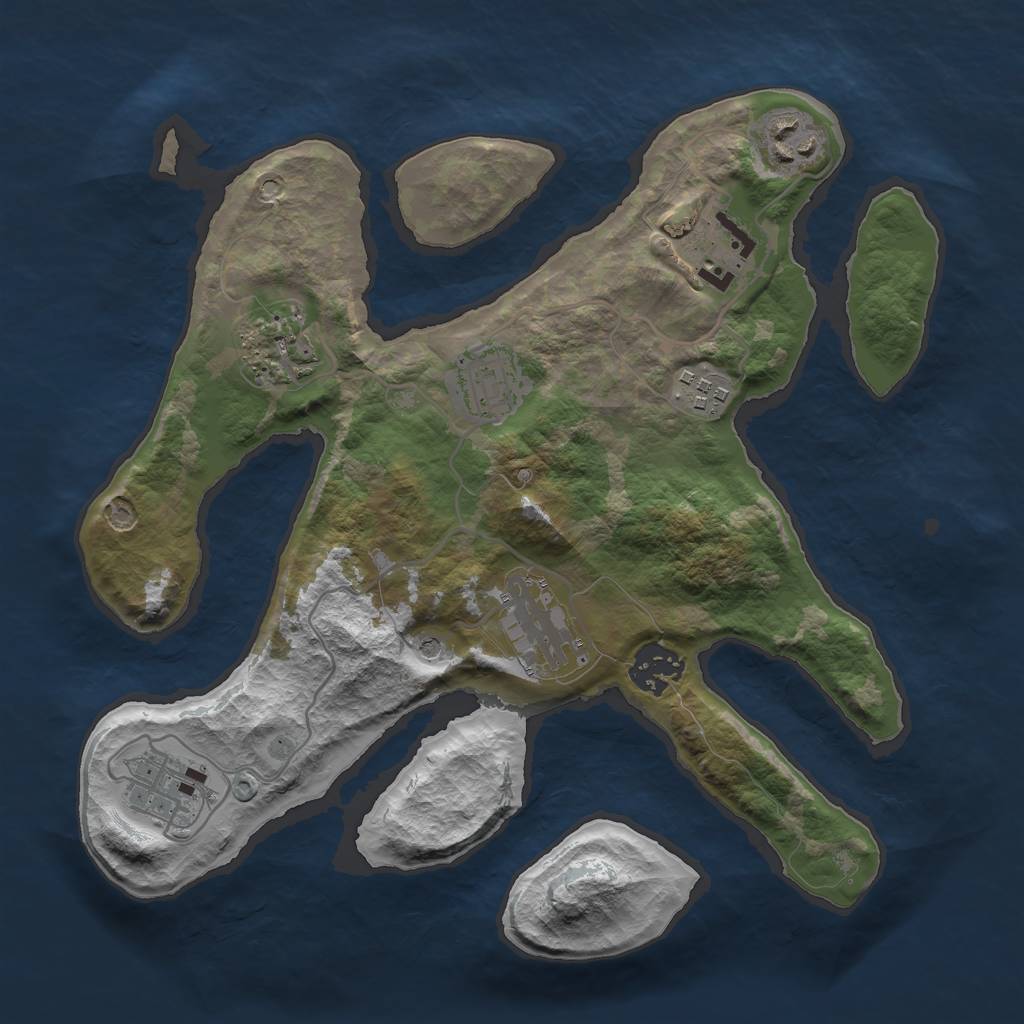 Rust Map: Barren, Size: 3000, Seed: 489900563, 11 Monuments