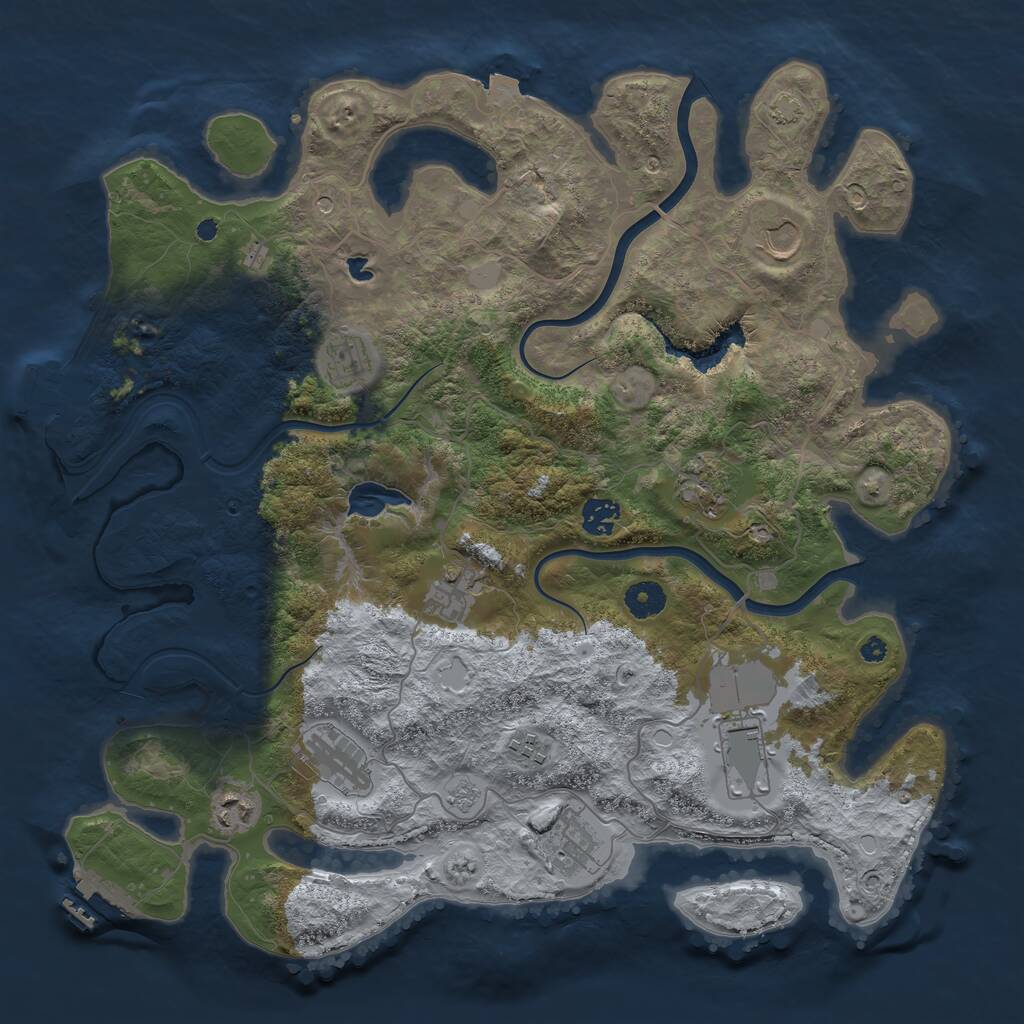 Rust Map: Procedural Map, Size: 4000, Seed: 51348, 16 Monuments