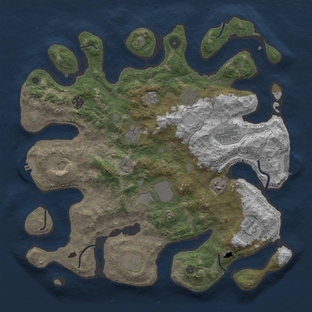 Rust Map: Procedural Map, Size: 4000, Seed: 151503, 21 Monuments