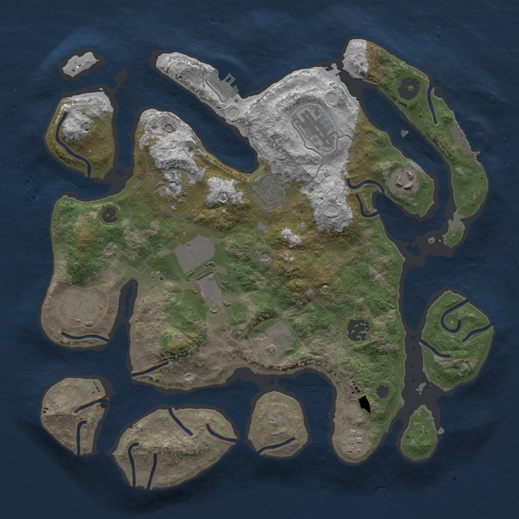 Rust Map: Procedural Map, Size: 3500, Seed: 1259871811, 20 Monuments