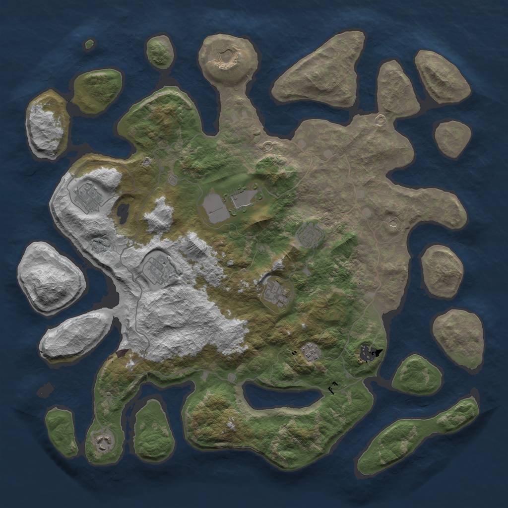 Rust Map: Barren, Size: 4500, Seed: 119, 12 Monuments