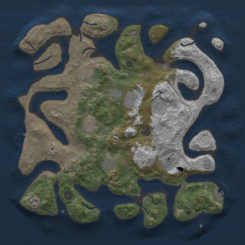 Rust Map: Procedural Map, Size: 4000, Seed: 647106192, 20 Monuments