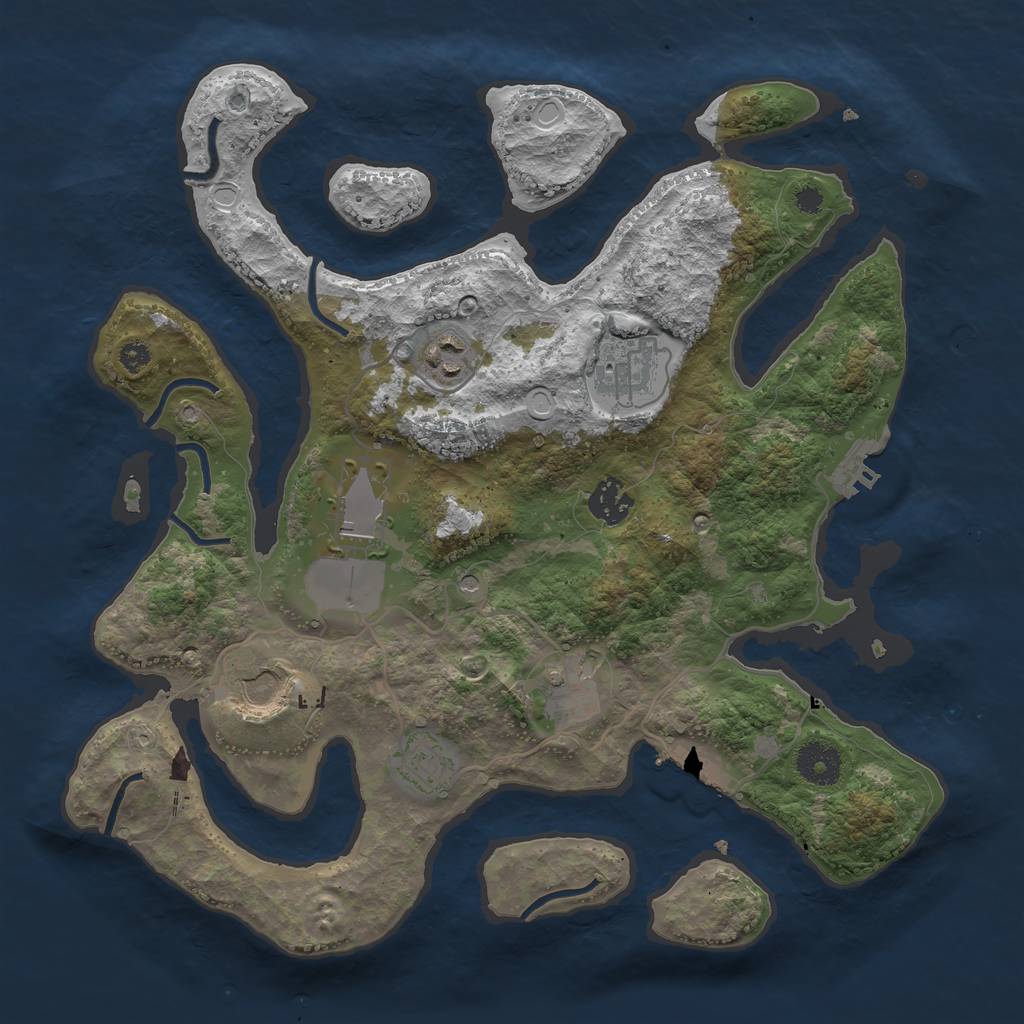 Rust Map: Procedural Map, Size: 3500, Seed: 546548409, 18 Monuments