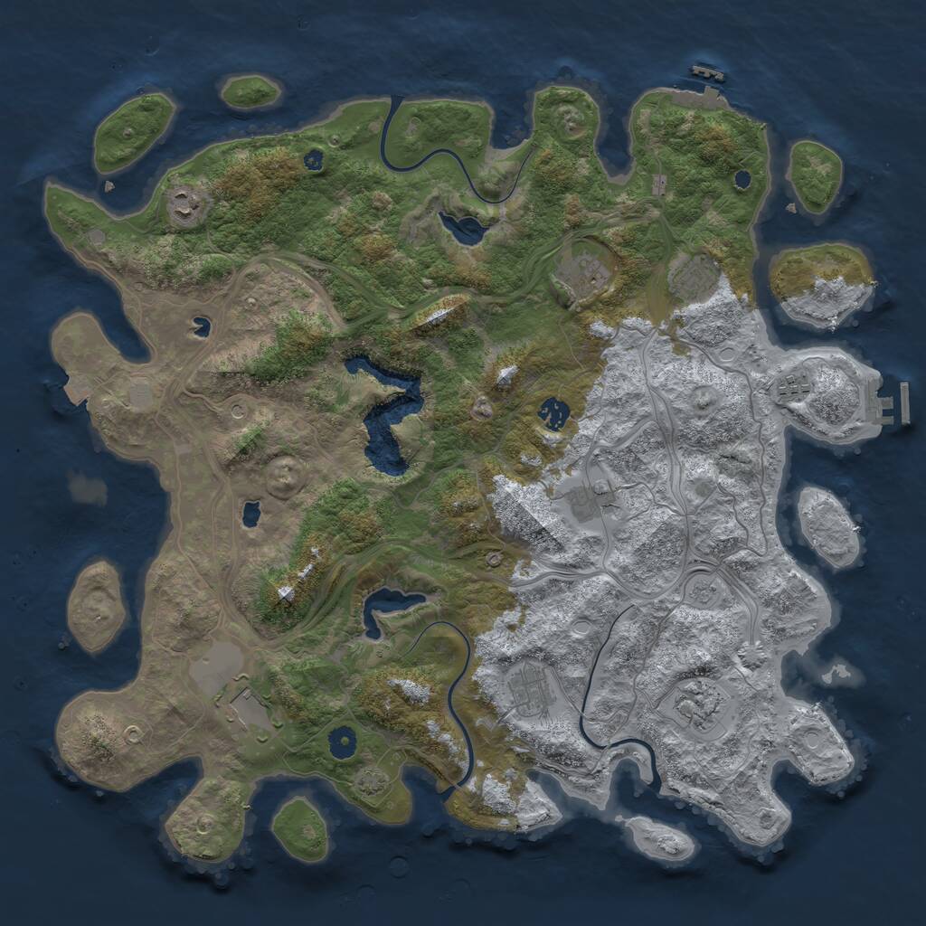 Rust Map: Procedural Map, Size: 4500, Seed: 1256181735, 15 Monuments