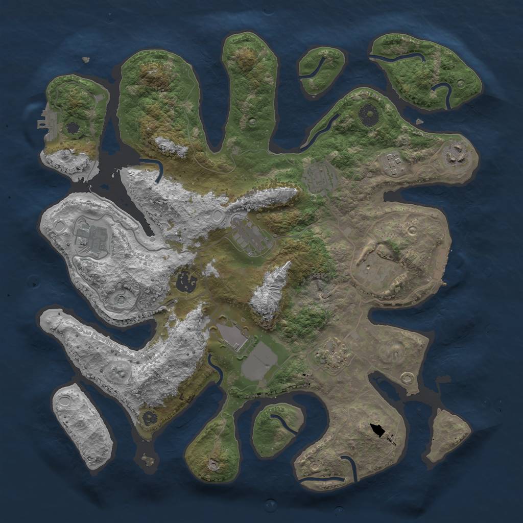 Rust Map: Procedural Map, Size: 3700, Seed: 21425, 20 Monuments