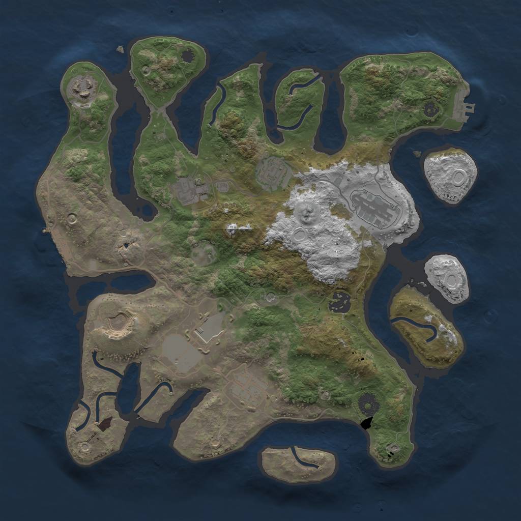 Rust Map: Procedural Map, Size: 3500, Seed: 1032329068, 19 Monuments