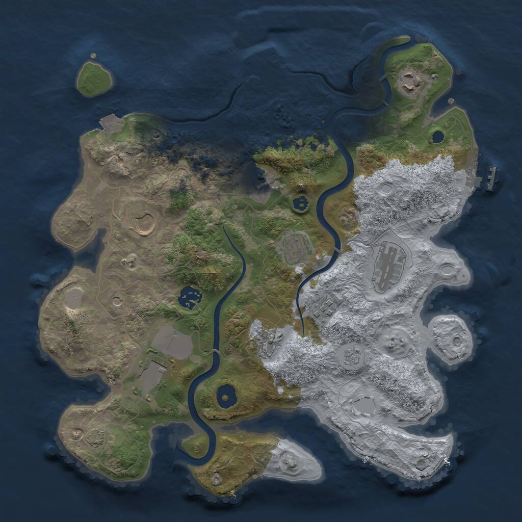 Rust Map: Procedural Map, Size: 3500, Seed: 777878079, 15 Monuments