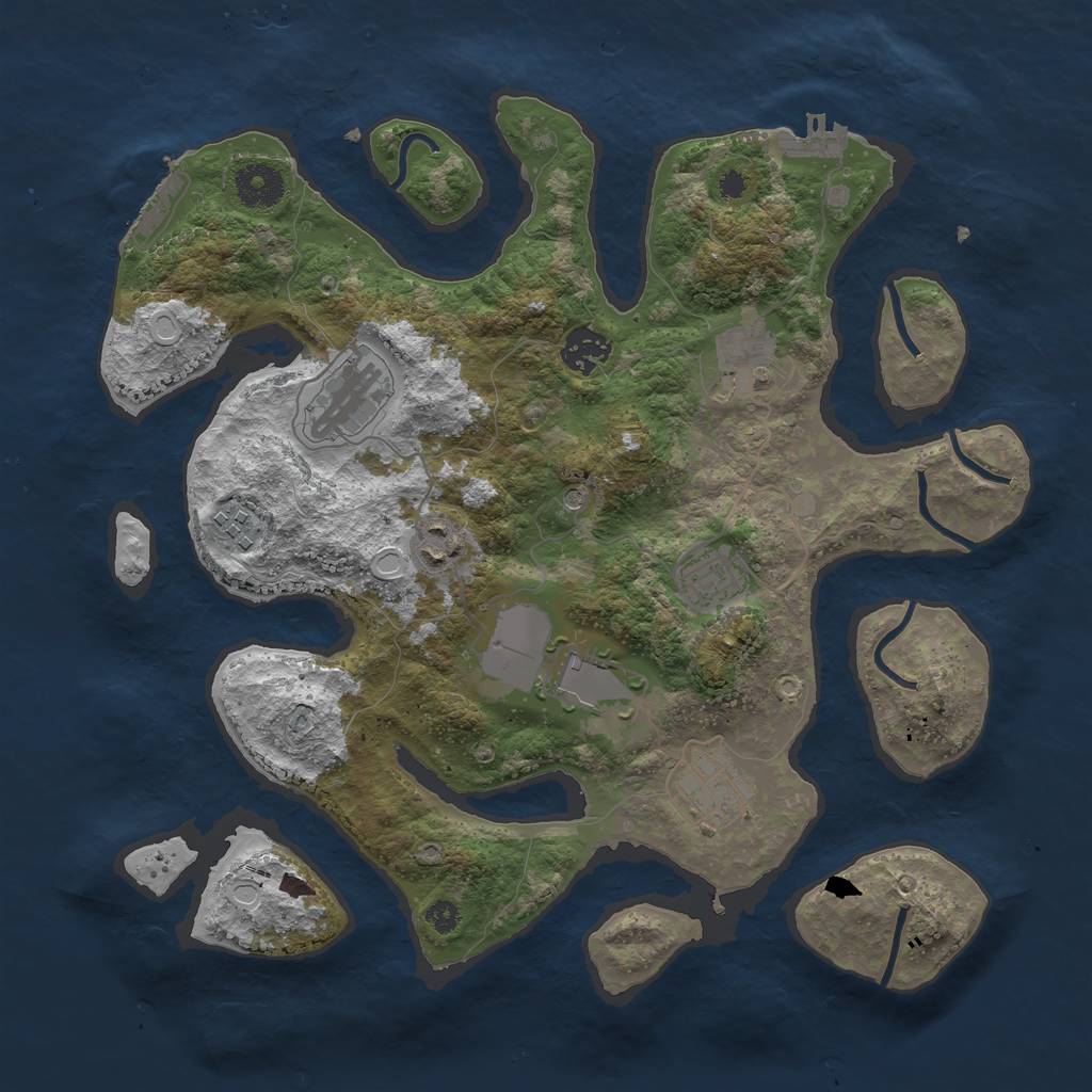 Rust Map: Procedural Map, Size: 3500, Seed: 51709529, 19 Monuments