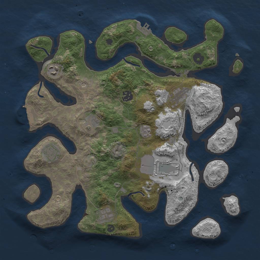 Rust Map: Procedural Map, Size: 3500, Seed: 284936, 19 Monuments