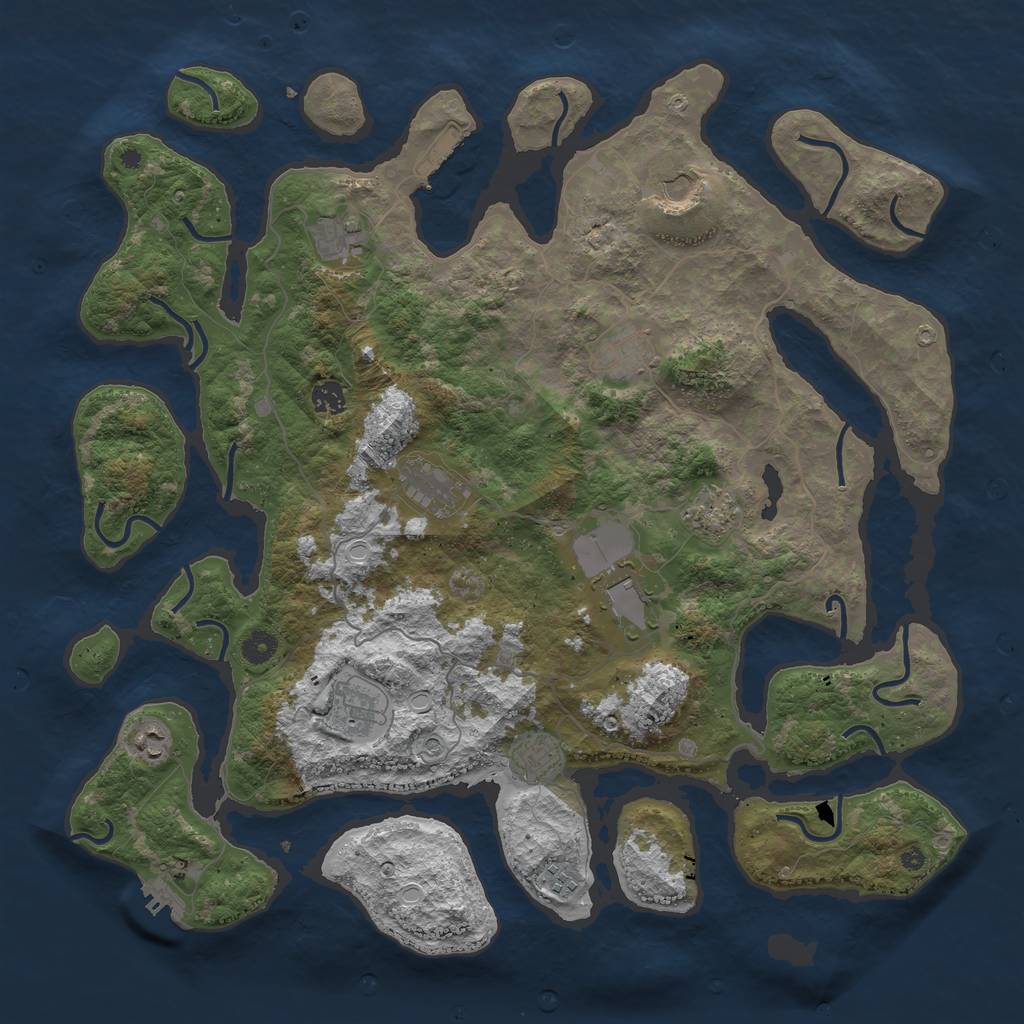 Rust Map: Procedural Map, Size: 4500, Seed: 1334396203, 22 Monuments