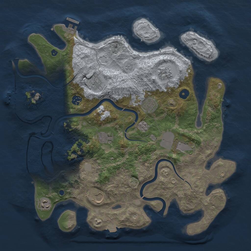 Rust Map: Procedural Map, Size: 3875, Seed: 733407635, 15 Monuments