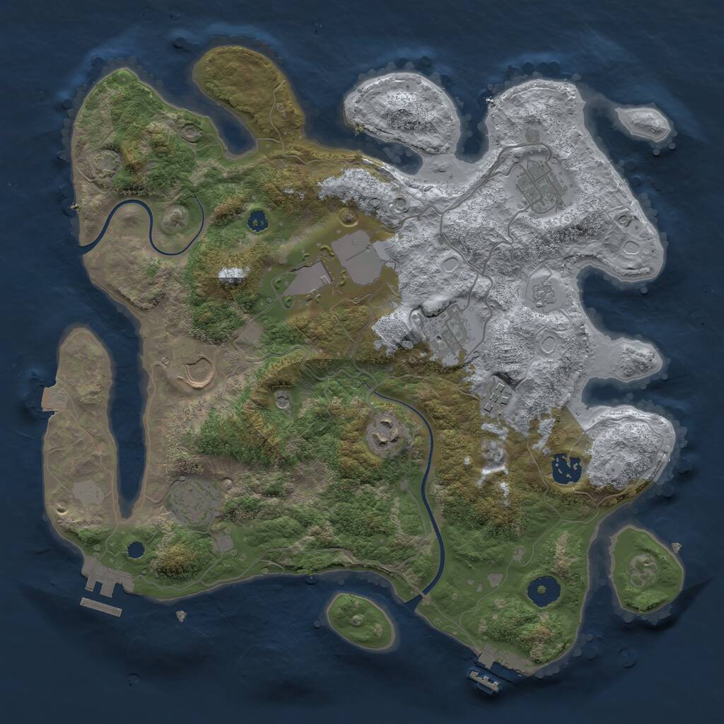 Rust Map: Procedural Map, Size: 3500, Seed: 1129358570, 14 Monuments