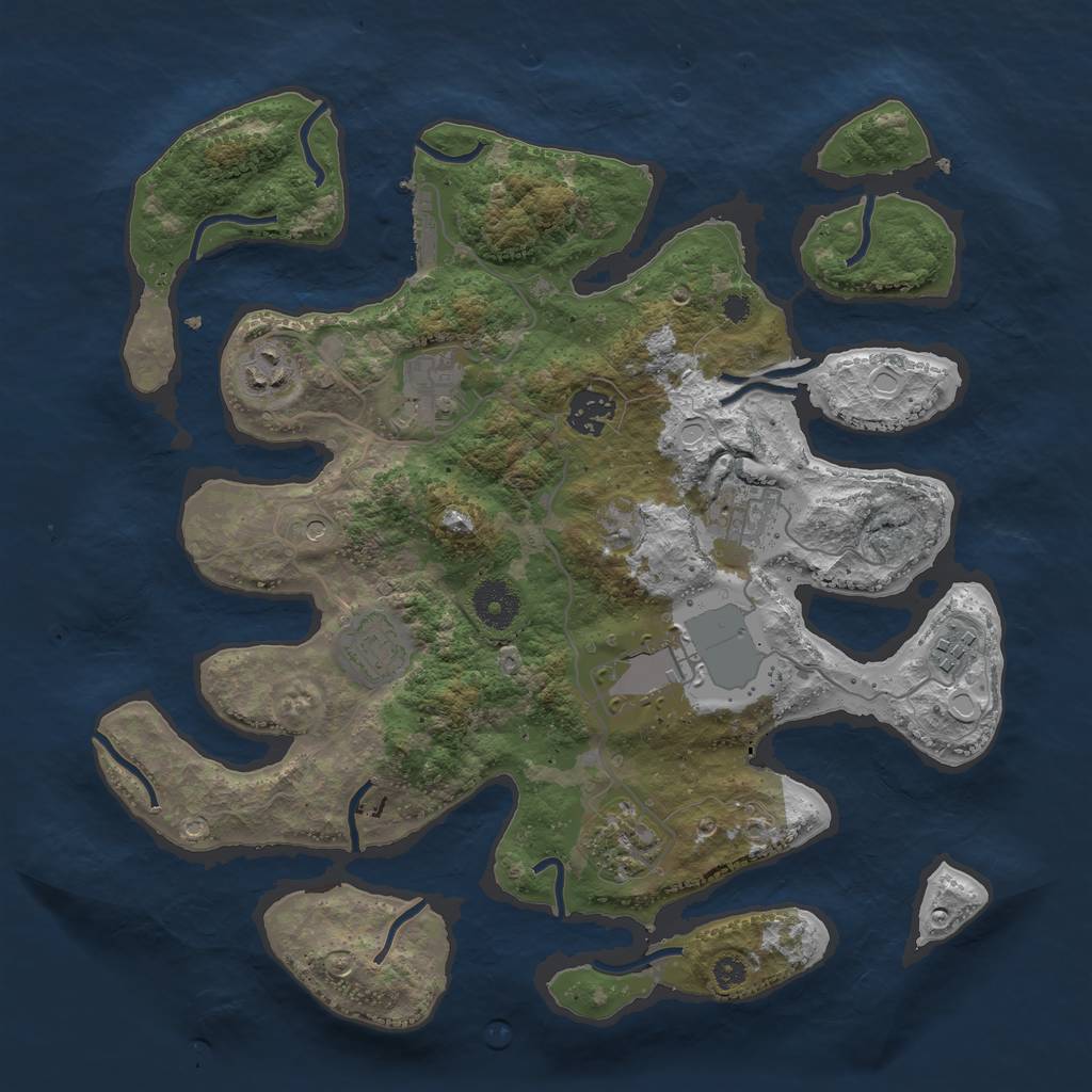 Rust Map: Procedural Map, Size: 3500, Seed: 8466446, 18 Monuments