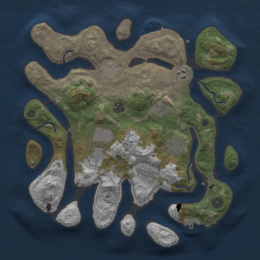 Rust Map: Procedural Map, Size: 3500, Seed: 423543543, 18 Monuments