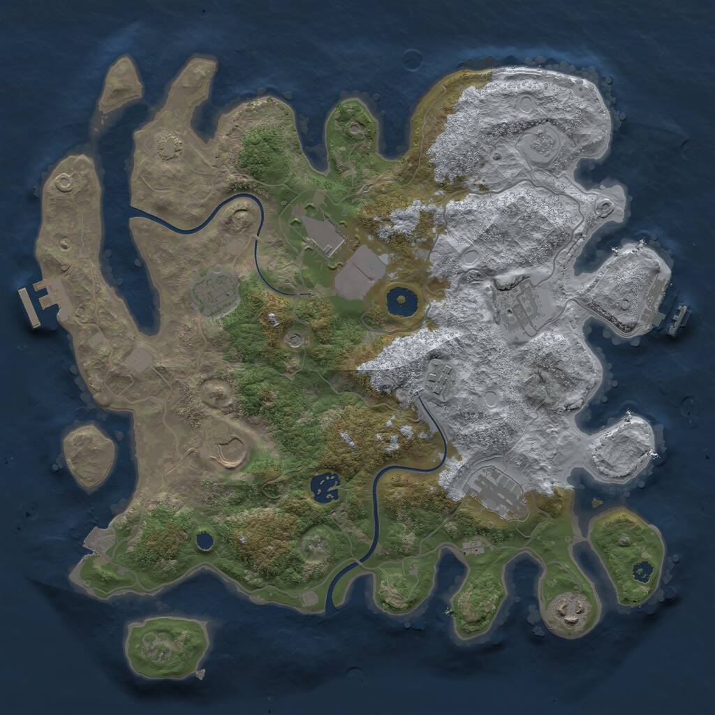 Rust Map: Procedural Map, Size: 3500, Seed: 23931, 14 Monuments
