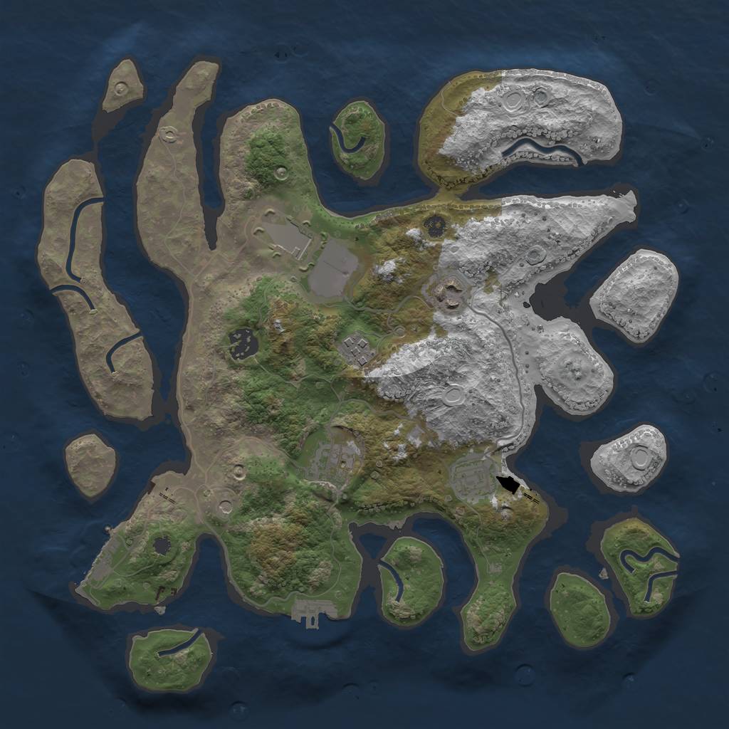 Rust Map: Procedural Map, Size: 3500, Seed: 23931, 17 Monuments