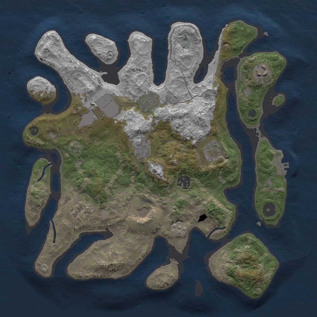 Rust Map: Procedural Map, Size: 3500, Seed: 1045753409, 19 Monuments