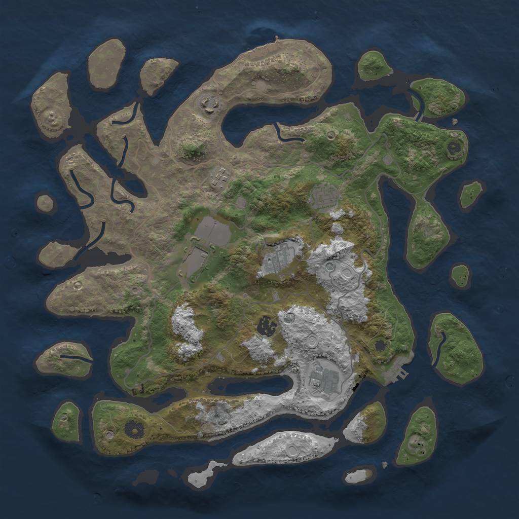 Rust Map: Procedural Map, Size: 4000, Seed: 2047885556, 18 Monuments