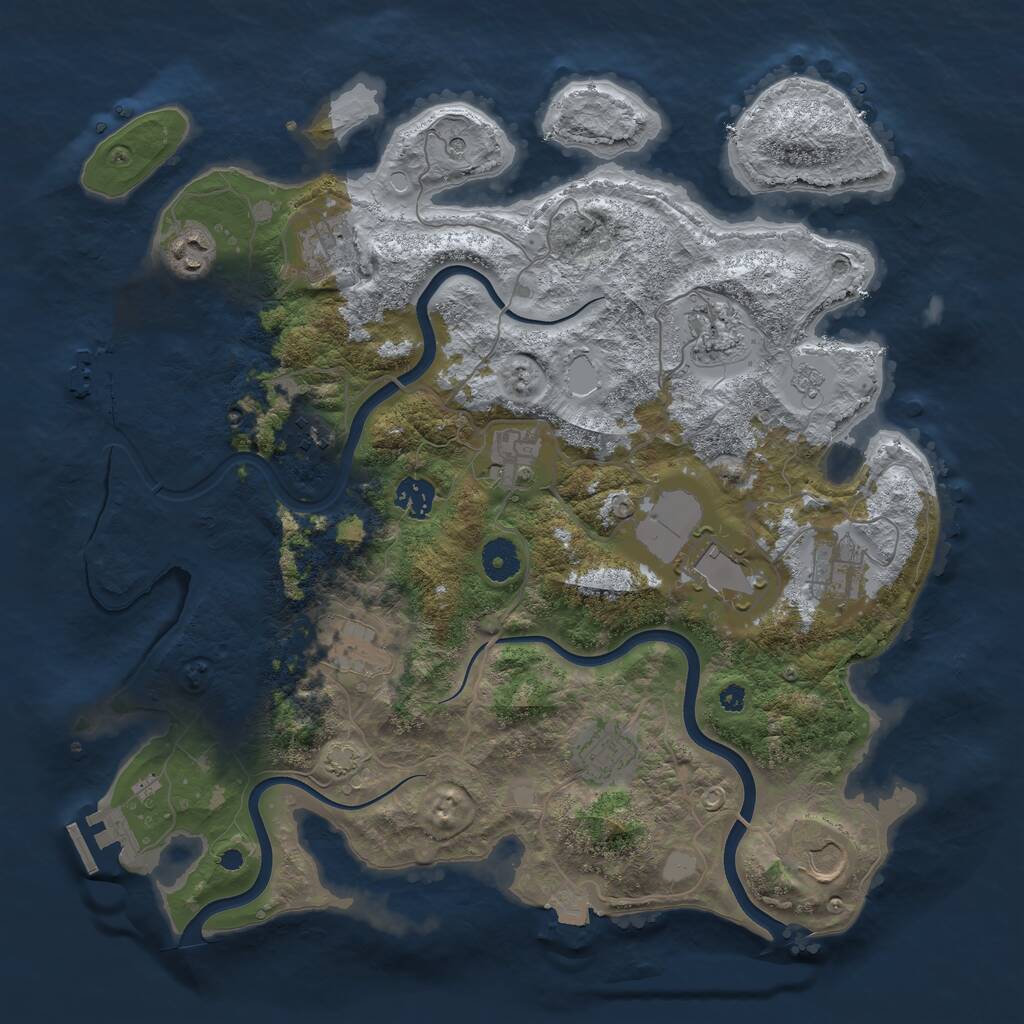 Rust Map: Procedural Map, Size: 3822, Seed: 6123, 17 Monuments