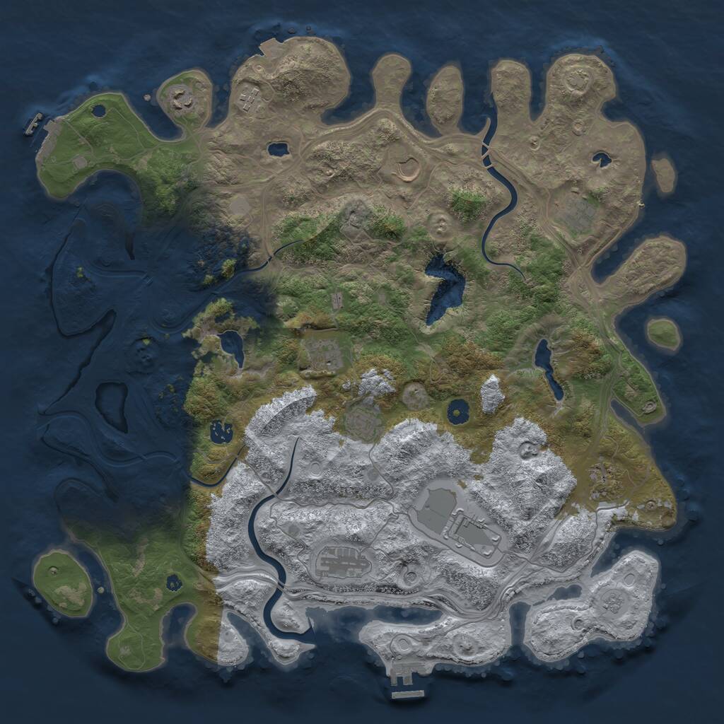 Rust Map: Procedural Map, Size: 4500, Seed: 906002535, 16 Monuments
