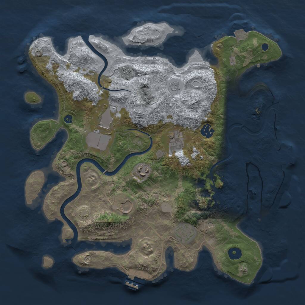 Rust Map: Procedural Map, Size: 3500, Seed: 1805873341, 13 Monuments