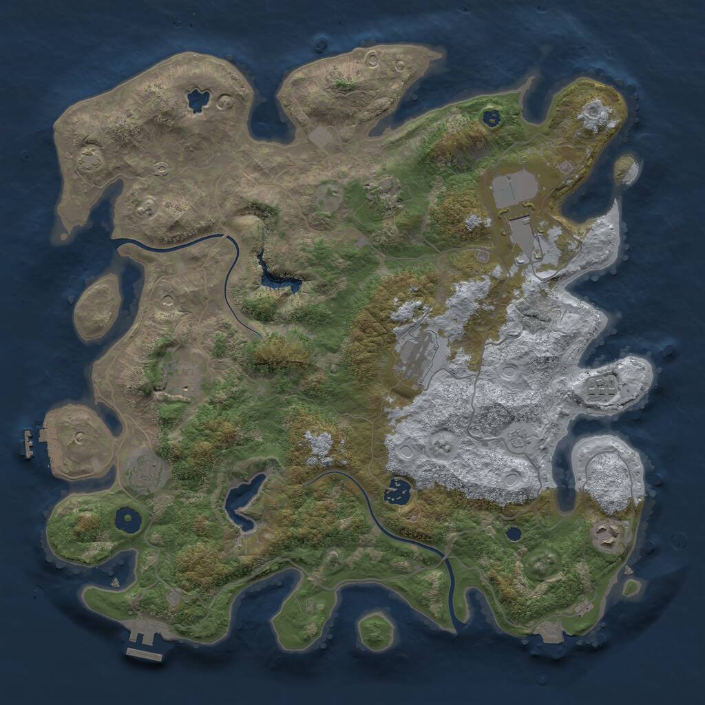 Rust Map: Procedural Map, Size: 4000, Seed: 218957587, 14 Monuments