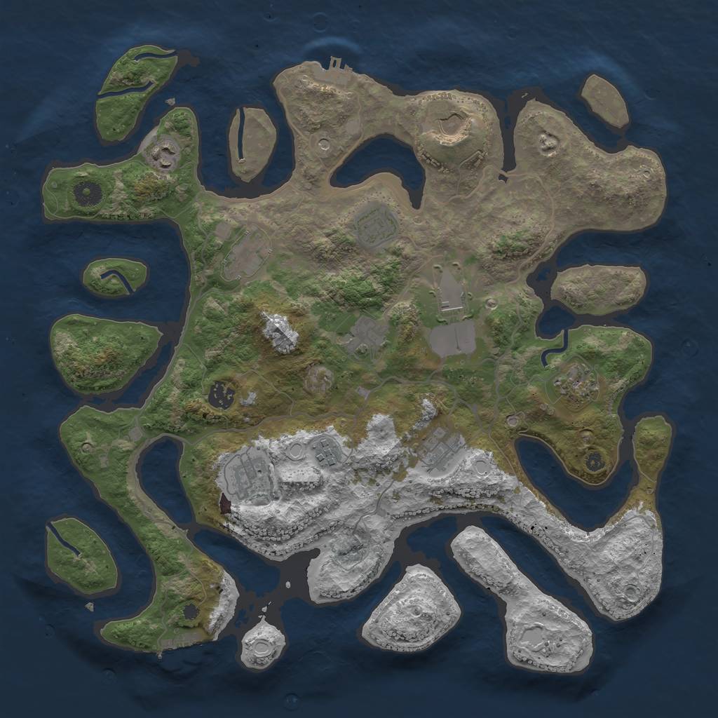 Rust Map: Procedural Map, Size: 4000, Seed: 1105383752, 22 Monuments