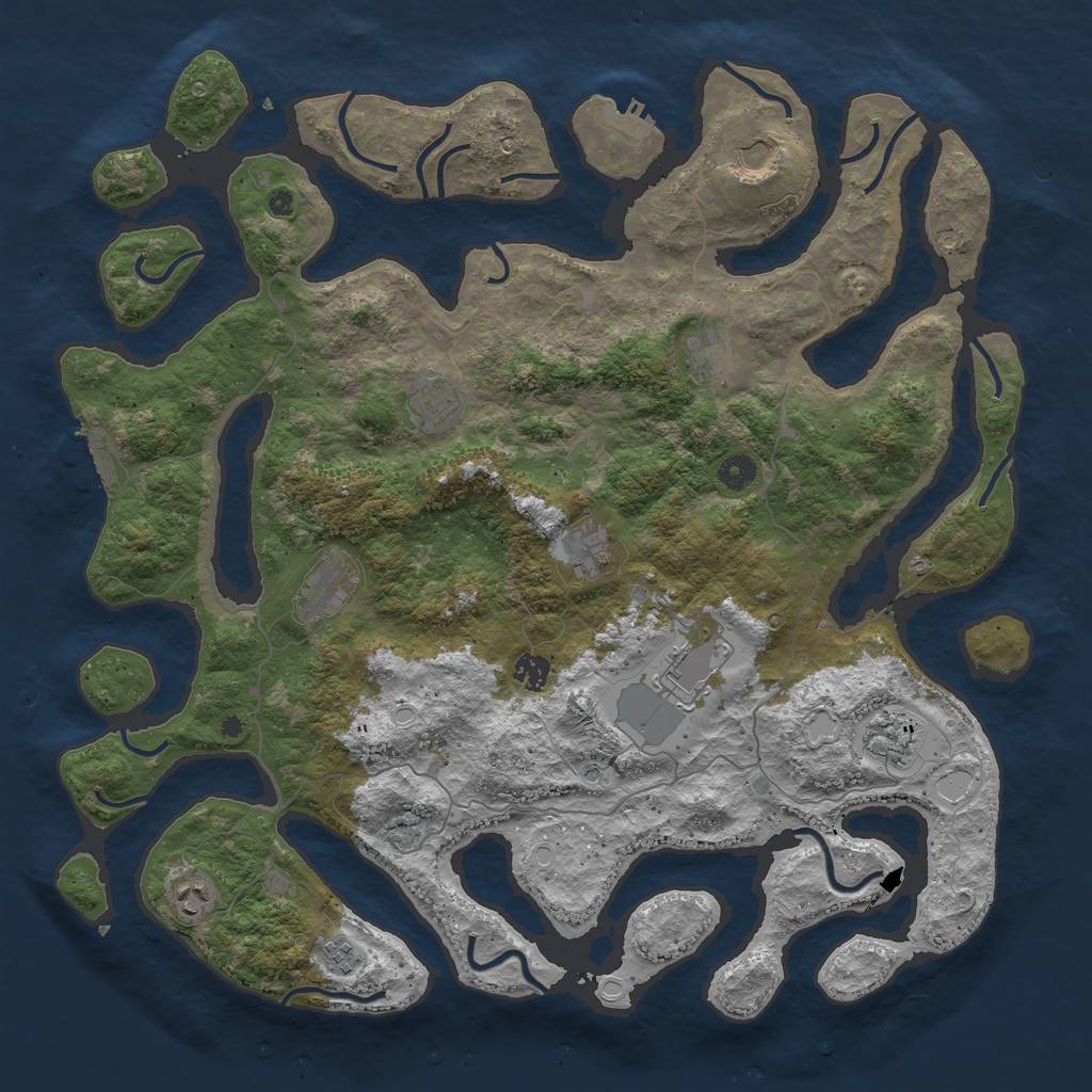 Rust Map: Procedural Map, Size: 4500, Seed: 429019, 21 Monuments