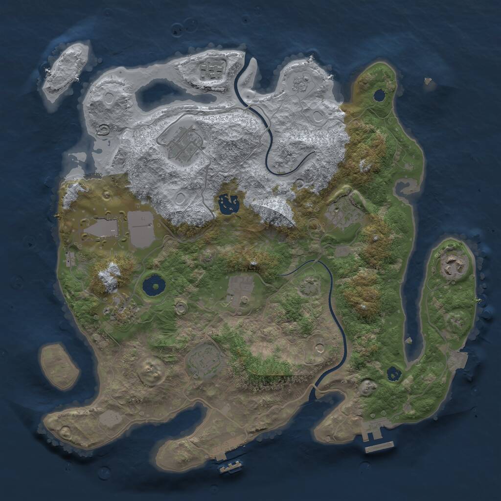 Rust Map: Procedural Map, Size: 3500, Seed: 20414609, 15 Monuments