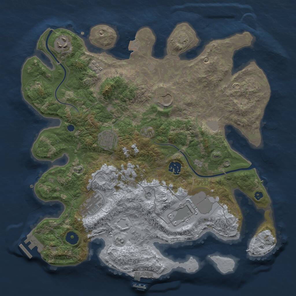Rust Map: Procedural Map, Size: 3500, Seed: 829721611, 13 Monuments