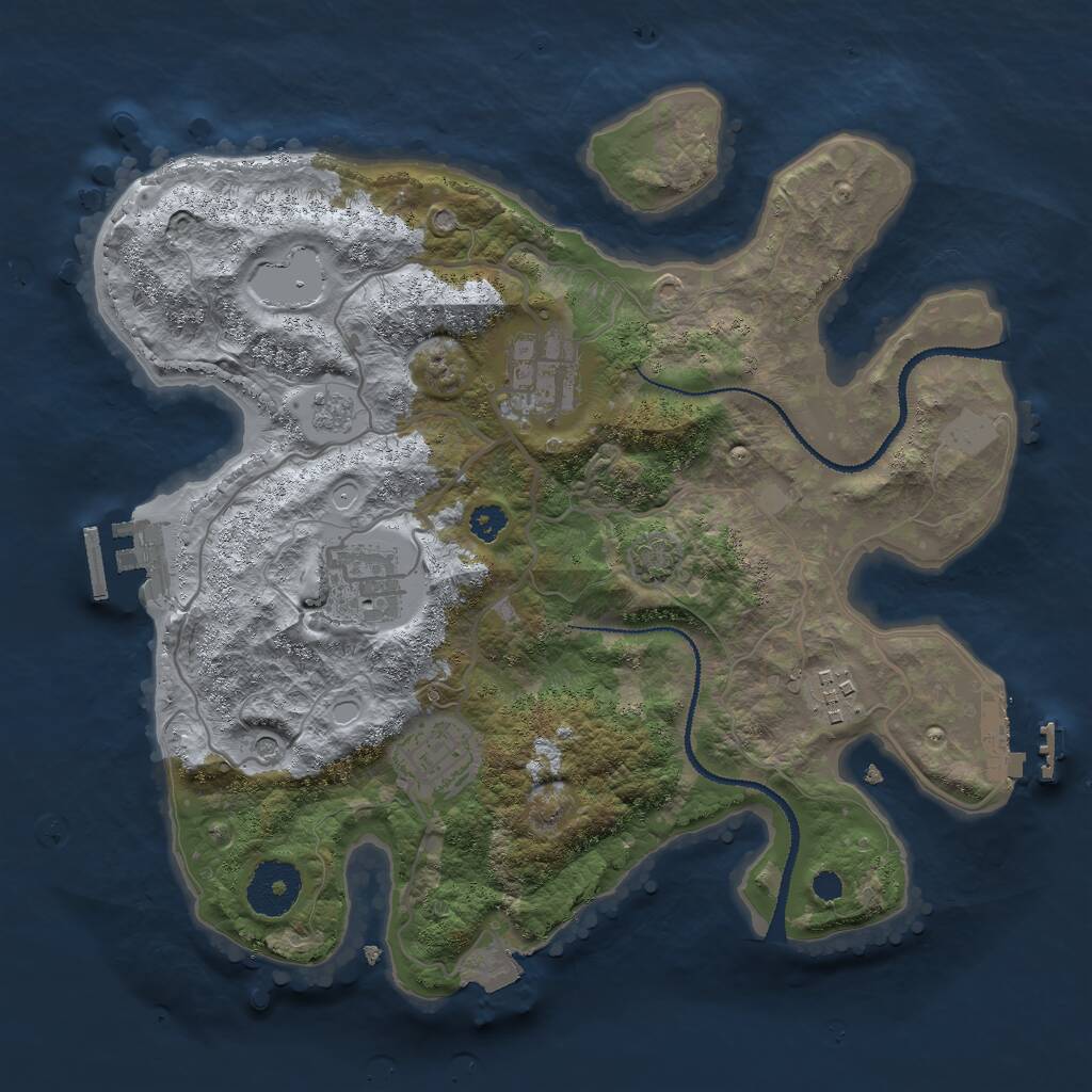 Rust Map: Procedural Map, Size: 3000, Seed: 626521, 10 Monuments